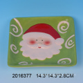 2016 Lovely Handpainting Ceramic Christmas Snowman Plate ,Christmas Candy Plate